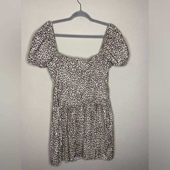 Reformation Marielle Mini Brown Dress Leopard Size 10 - Picture 7 of 10